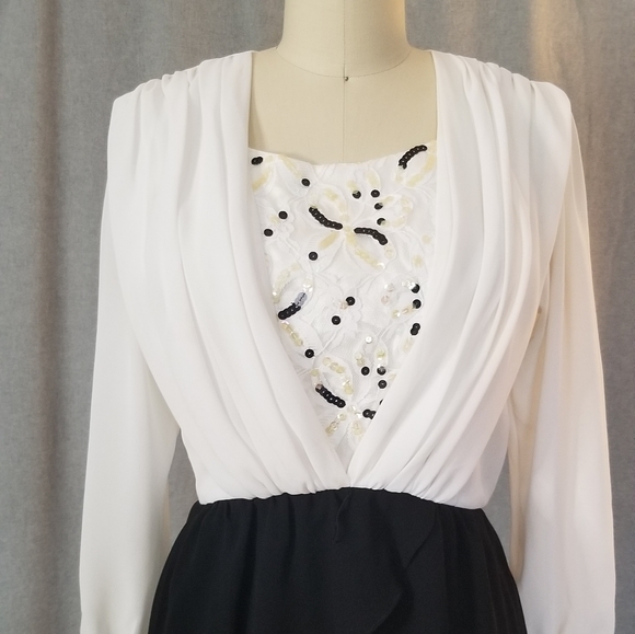 VTG sequin chiffon tulip skirt dress - Picture 4 of 8